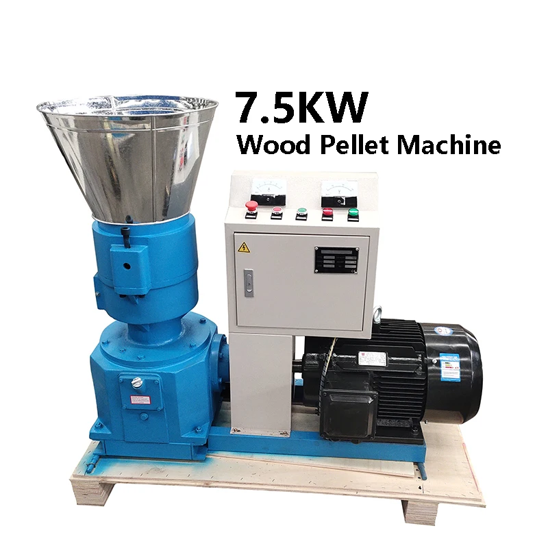Wood Pellet Making Machine - 7.5kw ペレット製造機プレス動物飼料木質ペレット機ミルバイオマス機 80-12kg/h